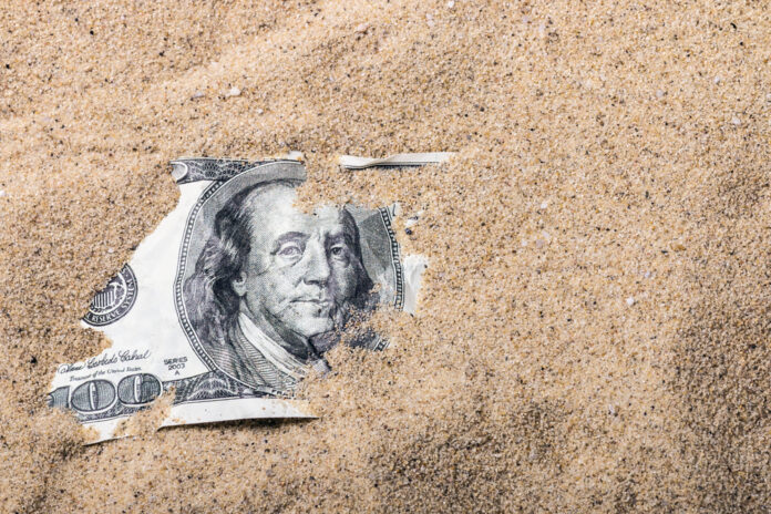 100,Dollar,Bill,Buried,In,The,Sand