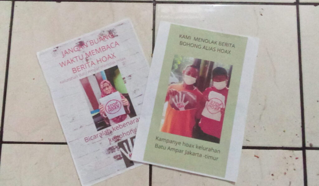 Materi kampanye antihoaks yang disebarkan warga Kelurahan Batu Ampar, Jakarta Timur. Foto: Reka Kajaksana