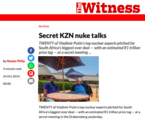 Cerita eksklusif terkait pembicaraan tentang pembangkit listrik tenaga nuklir antara Rusia-Afrika Selatan ini diperoleh dengan menggunakan siasat peliputan dengan teknik penyamaran yang paling dasar. (Gambar: tangkapan layar)